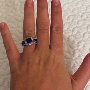 David Yurman Petit Garnet and Diamond Albion Ring